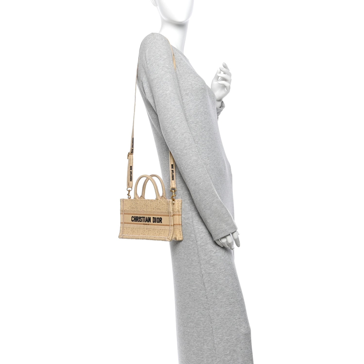 Christian Dior Raffia Oblique Mini Toile De Jouy Book Tote With Strap Beige 2 of 12