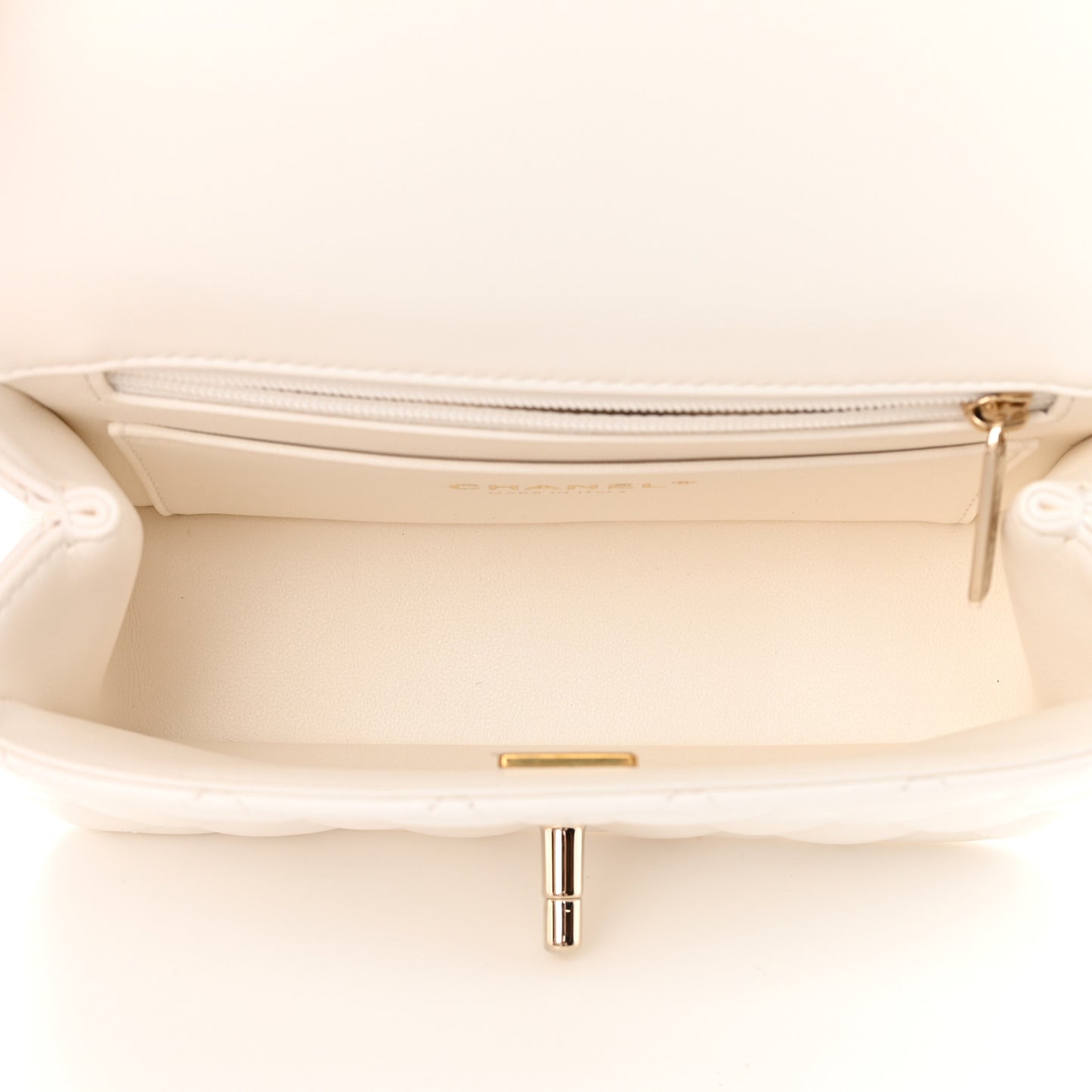 Lambskin Quilted Mini Crystal Top Handle Rectangular Flap White