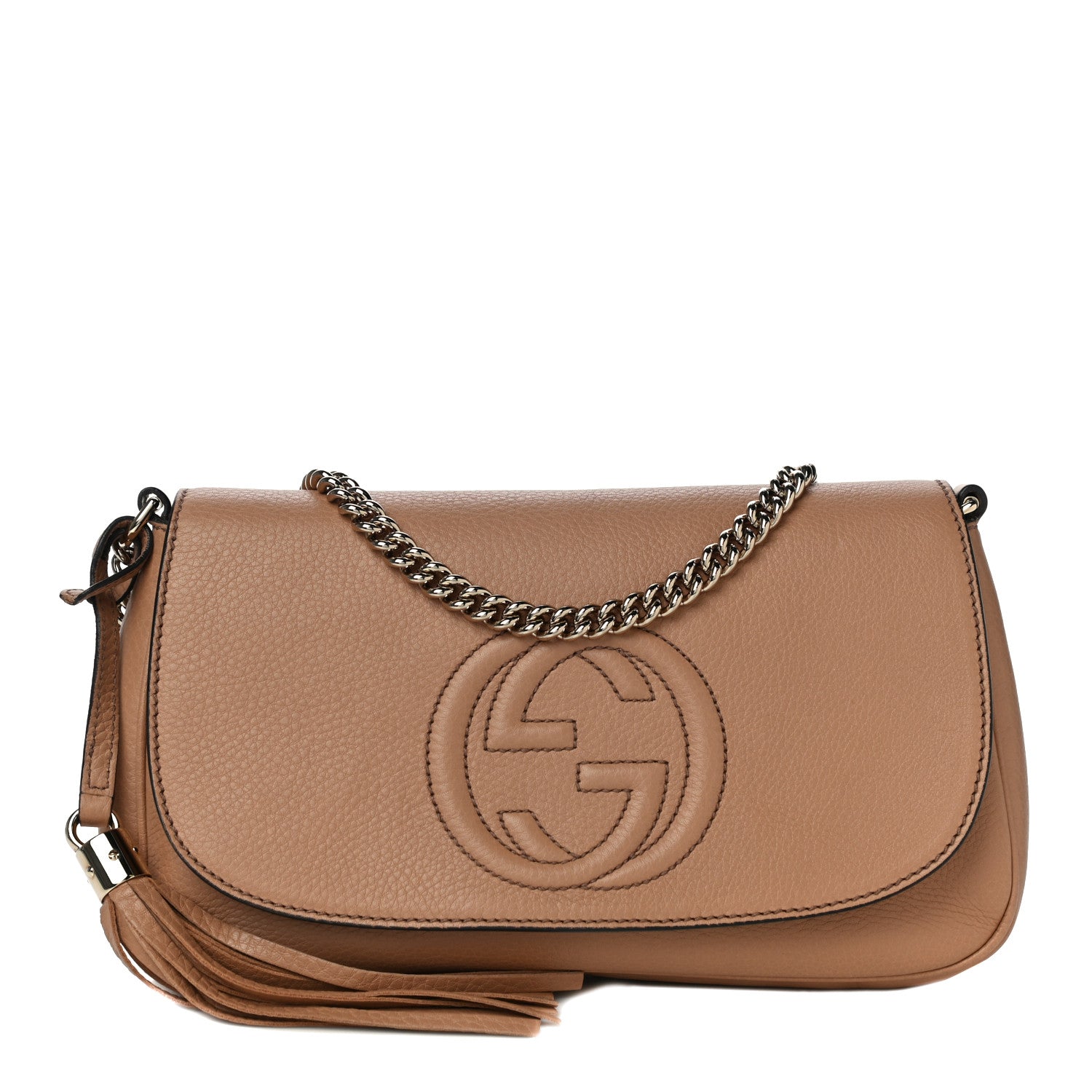 Gucci Pebbled Calfskin Medium Soho Flap Crossbody Camelia 1 of 12