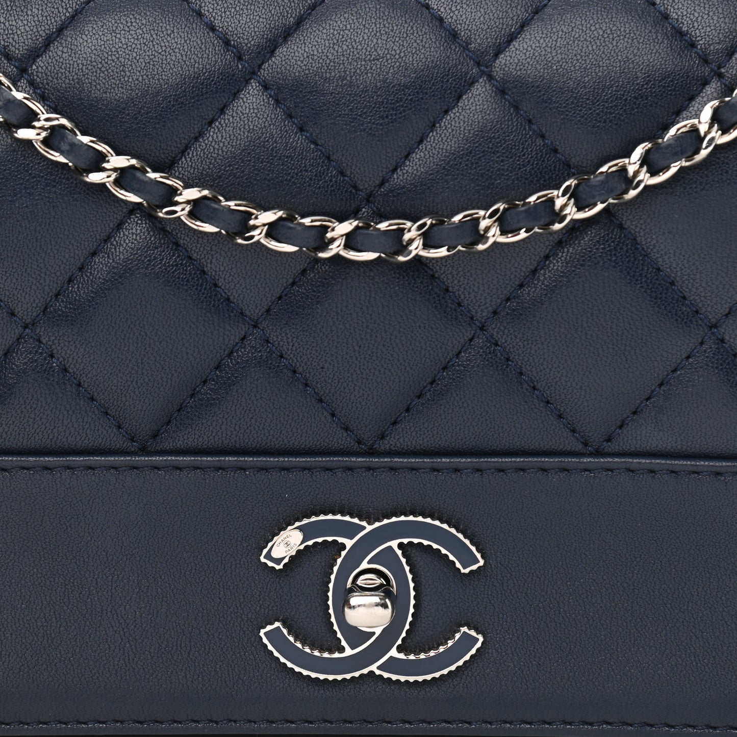 Sheepskin Quilted Medium Vintage Mademoiselle Flap Dark Navy
