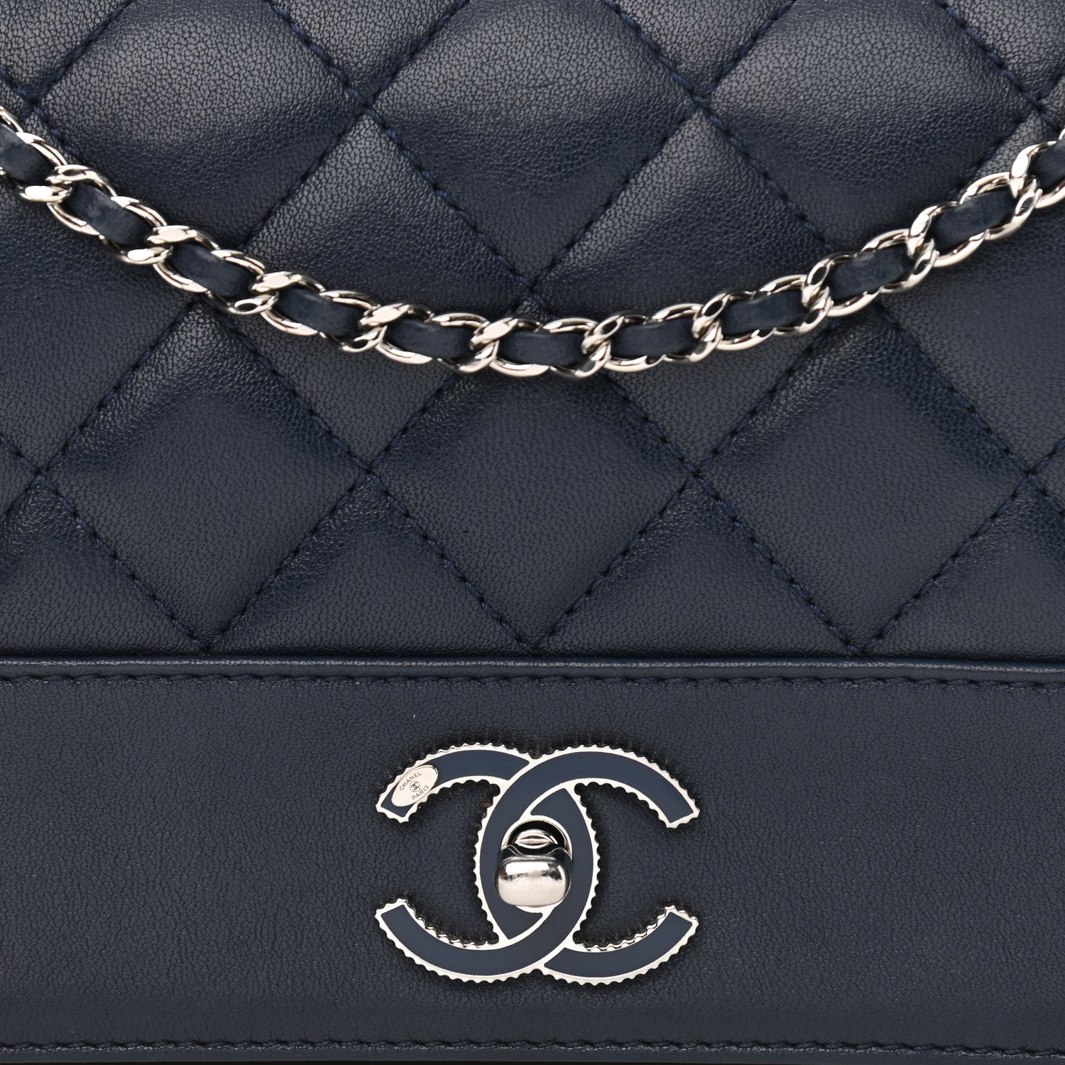 Chanel Sheepskin Quilted Medium Vintage Mademoiselle Flap Dark Navy 8 of 13