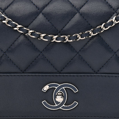 Chanel Sheepskin Quilted Medium Vintage Mademoiselle Flap Dark Navy 8 of 13
