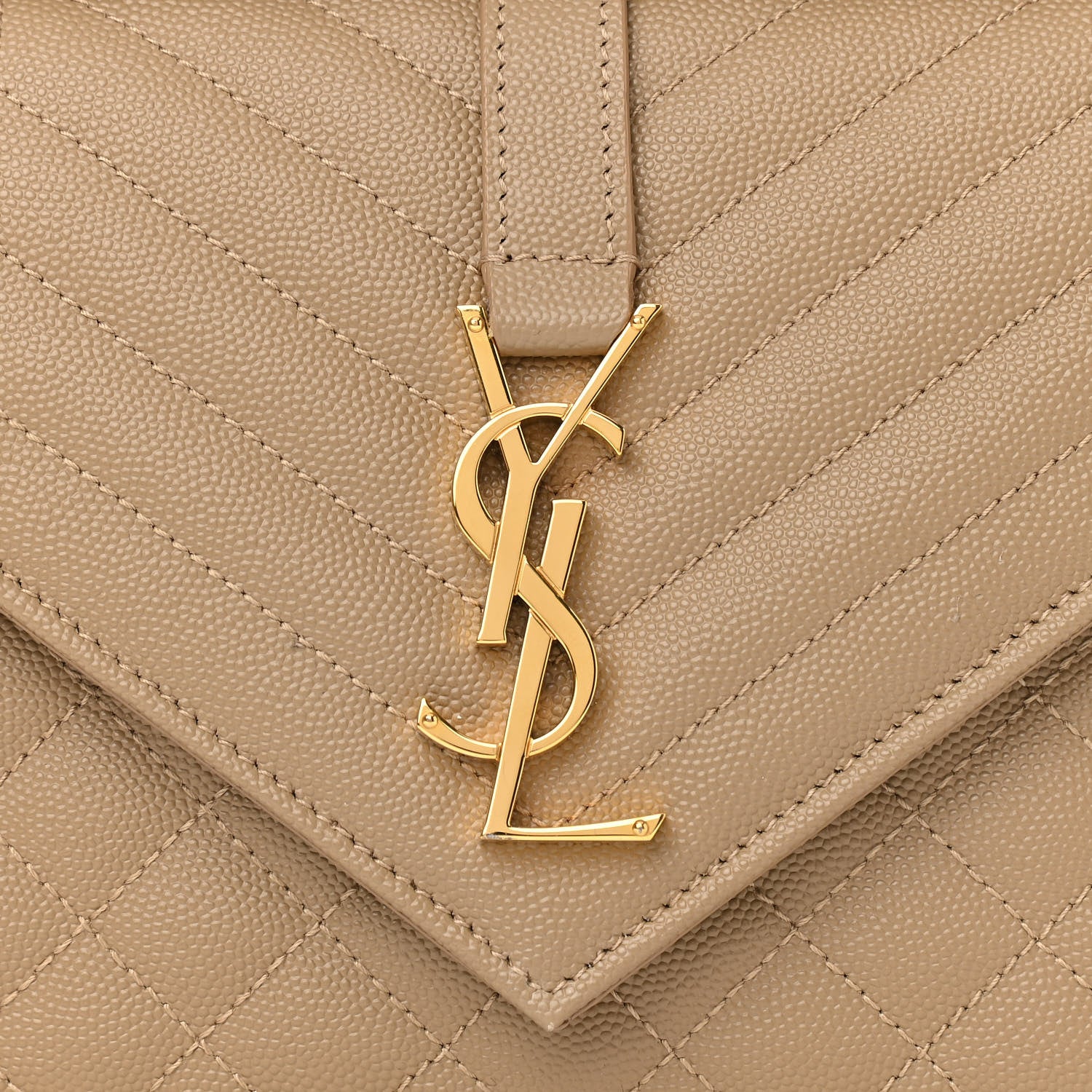Saint Laurent Grain De Poudre Textured Mixed Matelasse Medium Triquilt Monogram Satchel Dark Latte 9 of 12