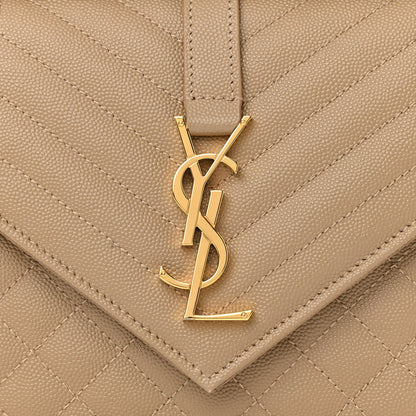 Saint Laurent Grain De Poudre Textured Mixed Matelasse Medium Triquilt Monogram Satchel Dark Latte 9 of 12