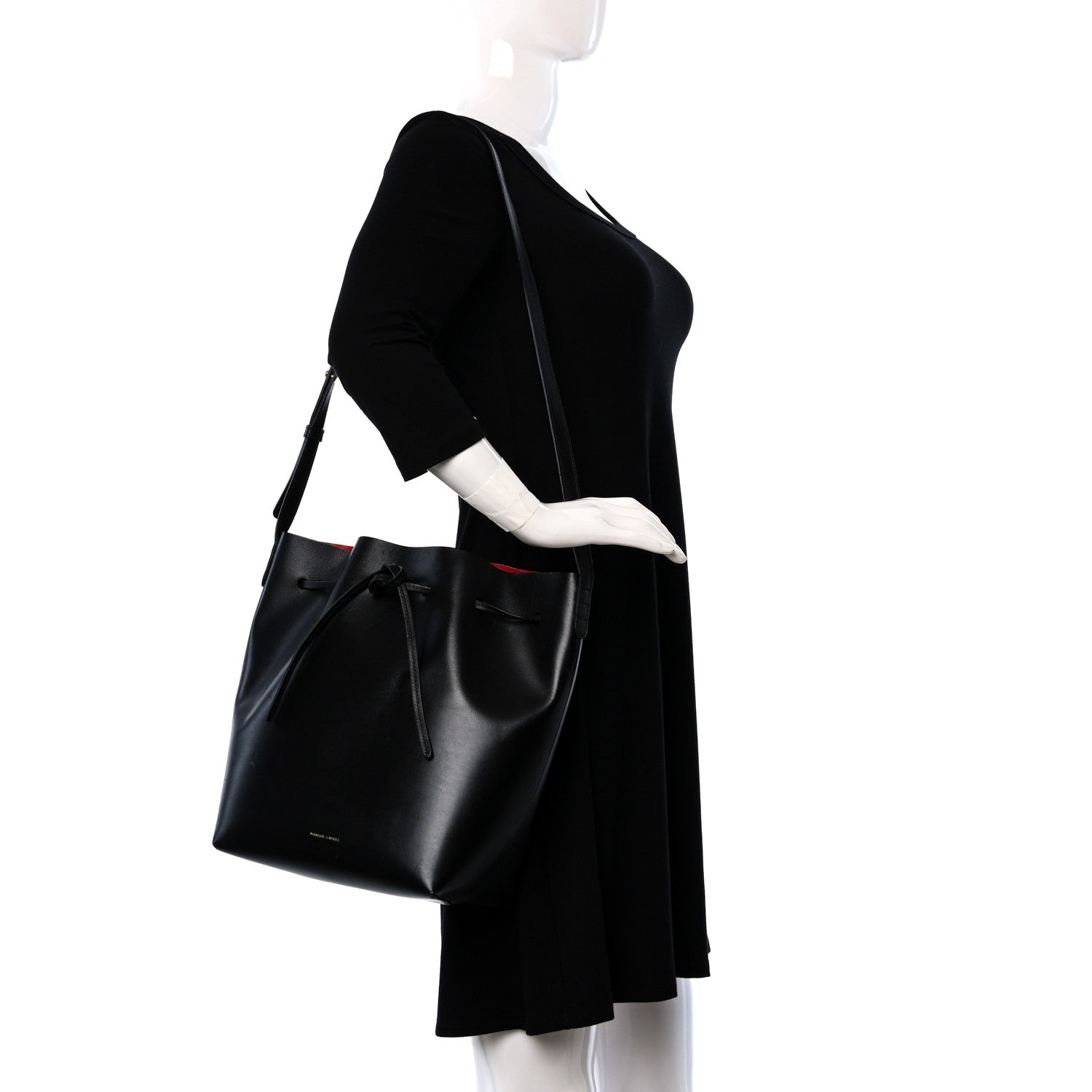 Mansur Gavriel Vegetable Tanned Calfskin Bucket Bag Black Flamma 2 of 8
