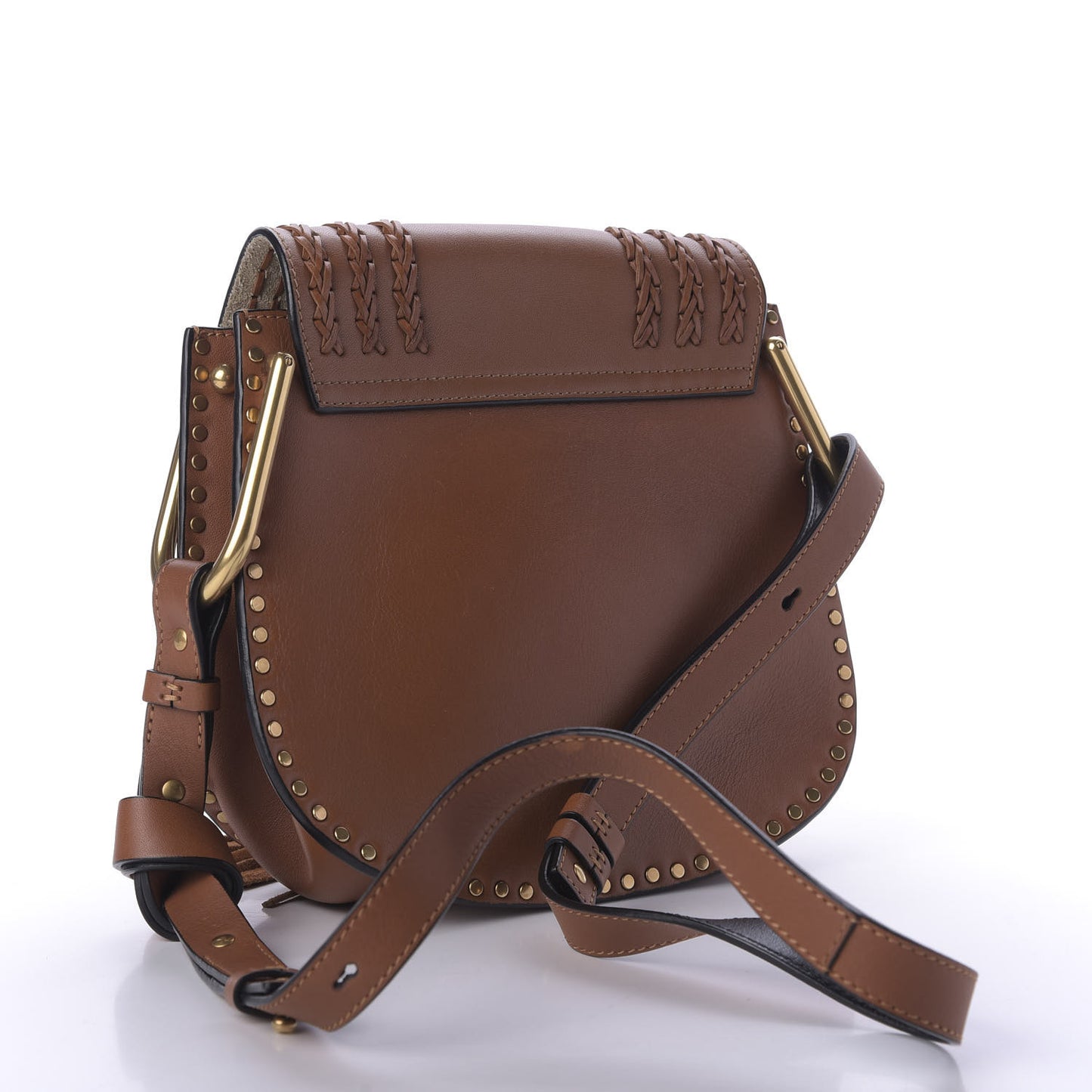 Calfskin Braided Small Hudson Shoulder Bag Caramel