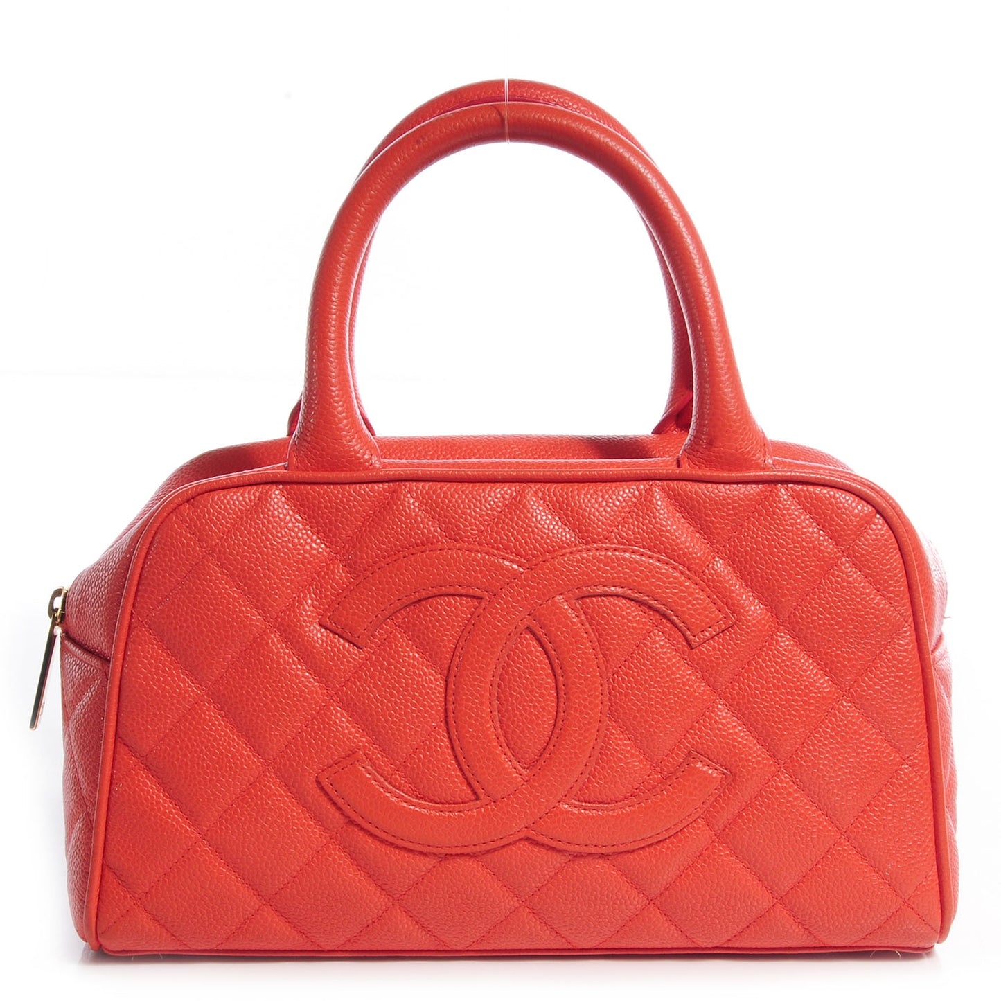 Caviar Quilted Small Bowler Coral