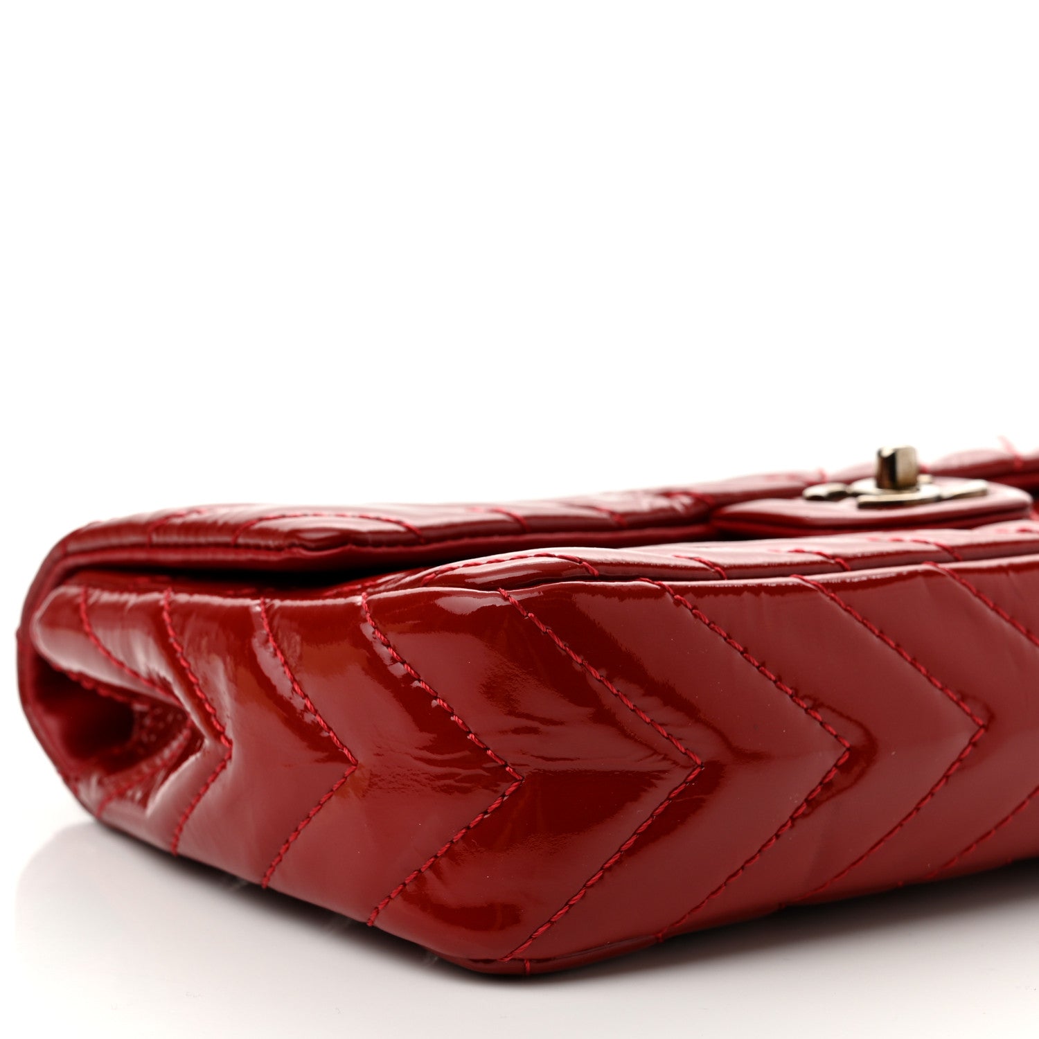 Chanel Patent Chevron Quilted Medium Single Flap Red 8 of 12
