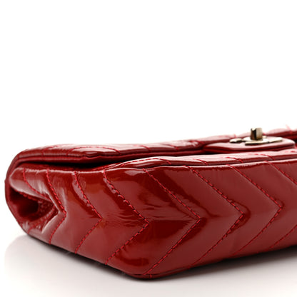 Chanel Patent Chevron Quilted Medium Single Flap Red 8 of 12