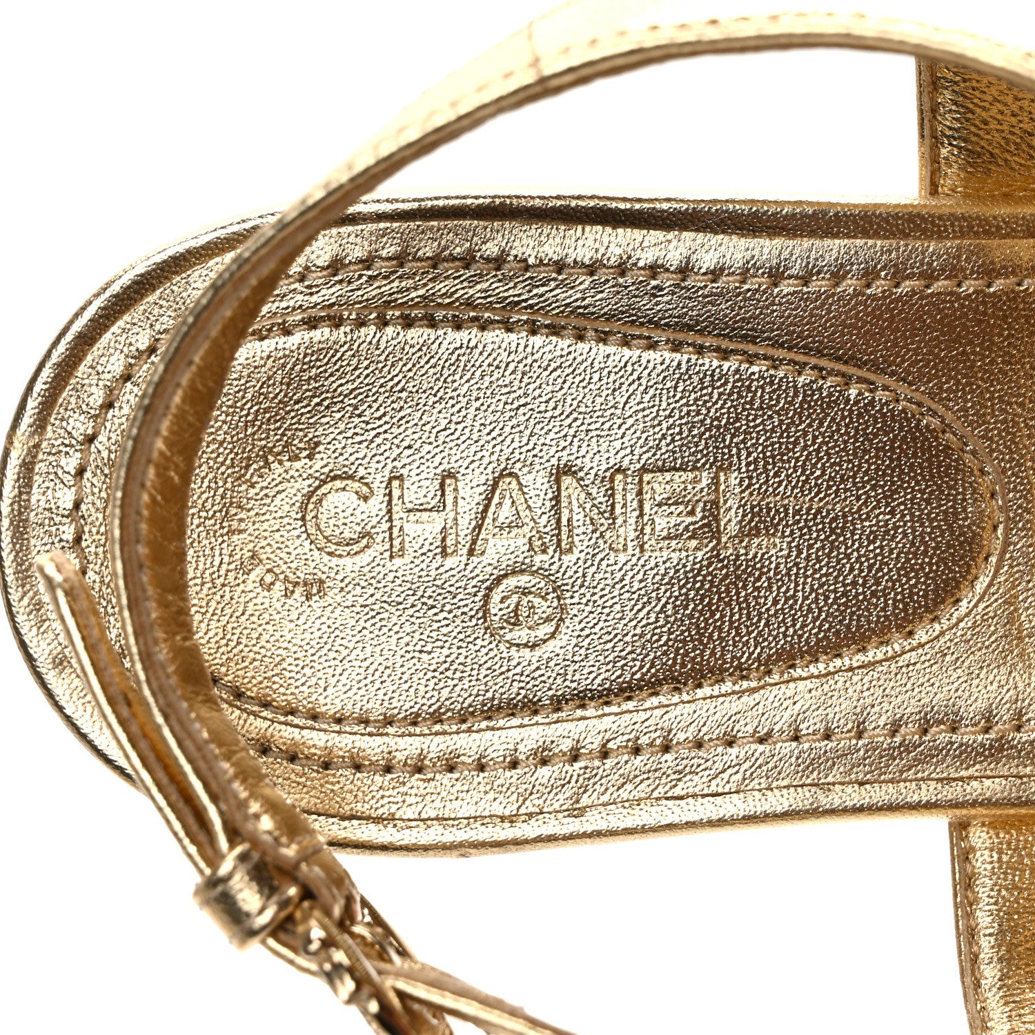 Chanel Laminated Lambskin CC Leaf Thong Sandals 39 Golden 7 of 8