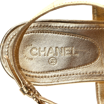 Chanel Laminated Lambskin CC Leaf Thong Sandals 39 Golden 7 of 8