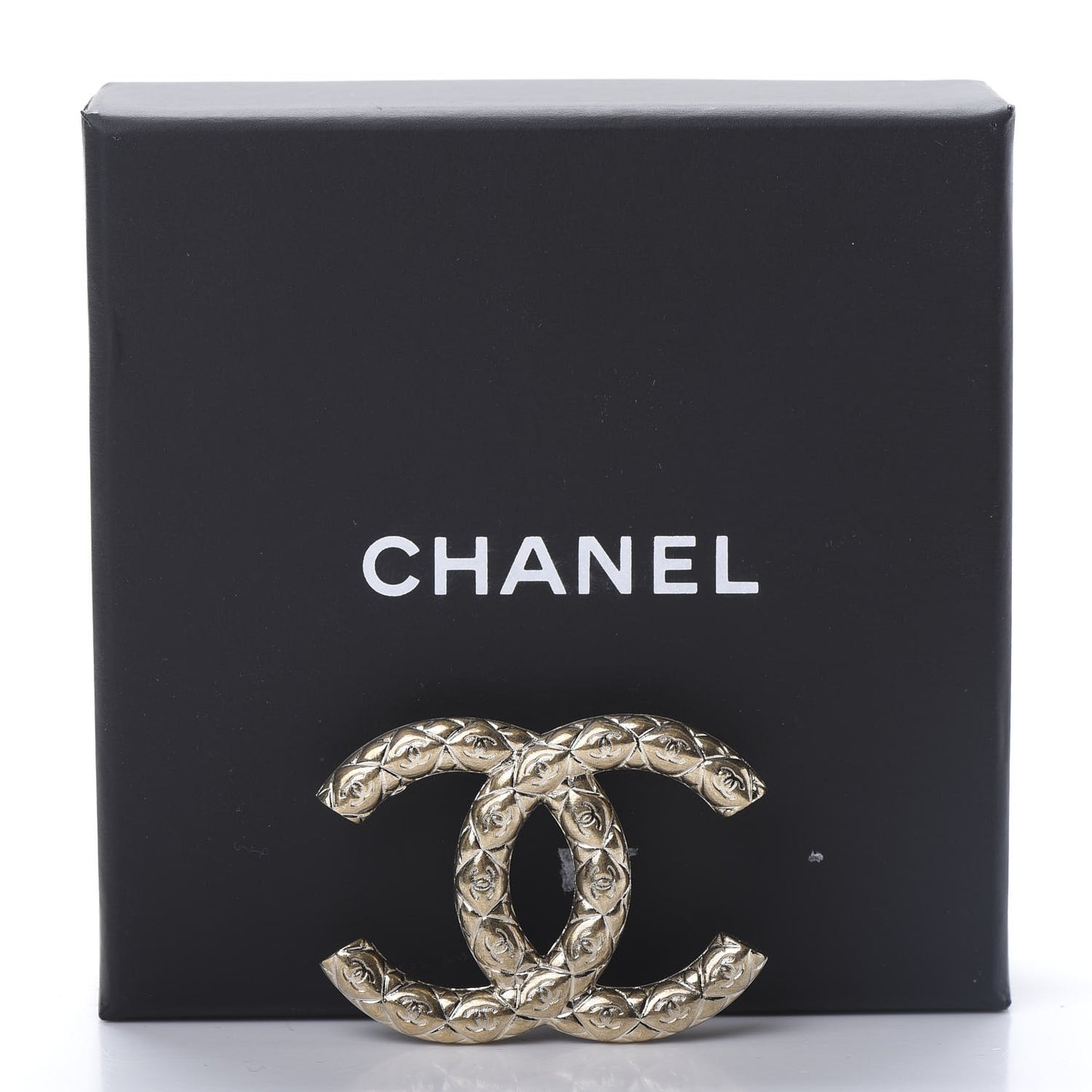 Metal CC Diamond Quilted Brooch Light Gold