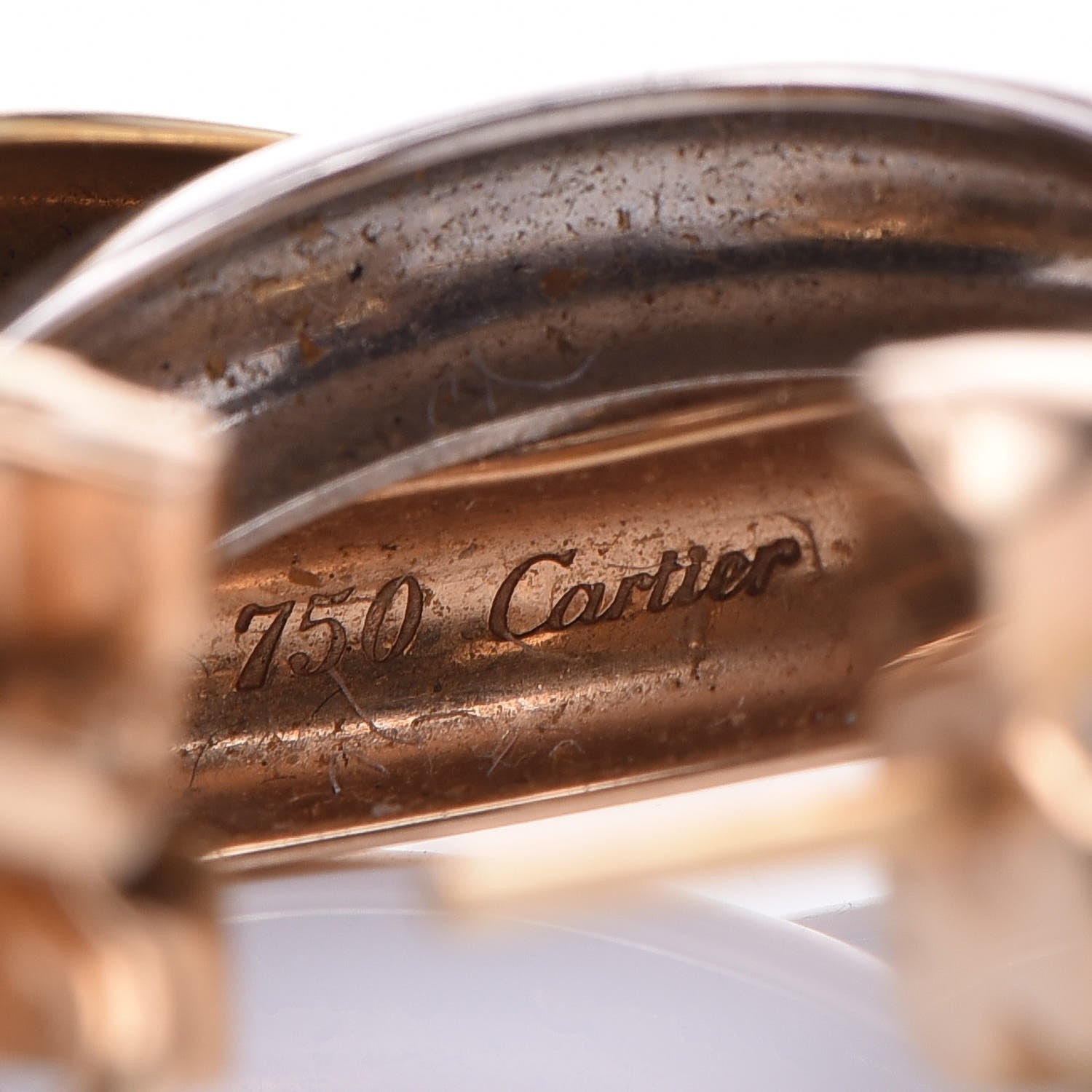 Cartier 18K Pink Yellow White Gold 9.5mm Trinity Hoop Earrings 11 of 12