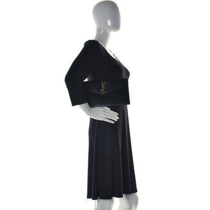 Saint Laurent Smooth Shiny Calfskin Monogram Uptown Pouch Black 2 of 9