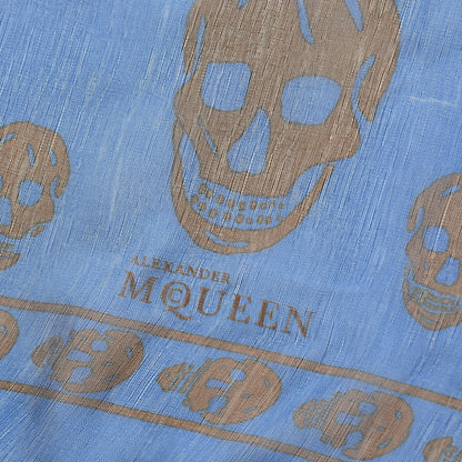 Alexander McQueen Silk Chiffon Skull Scarf Blue 4 of 5