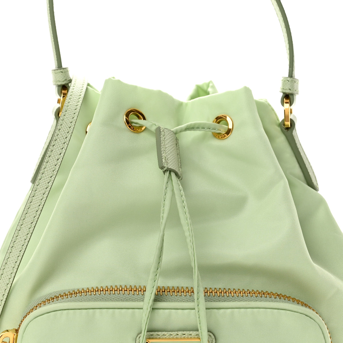 Re-Nylon Saffiano Duet Bucket Crossbody Bag Acqua