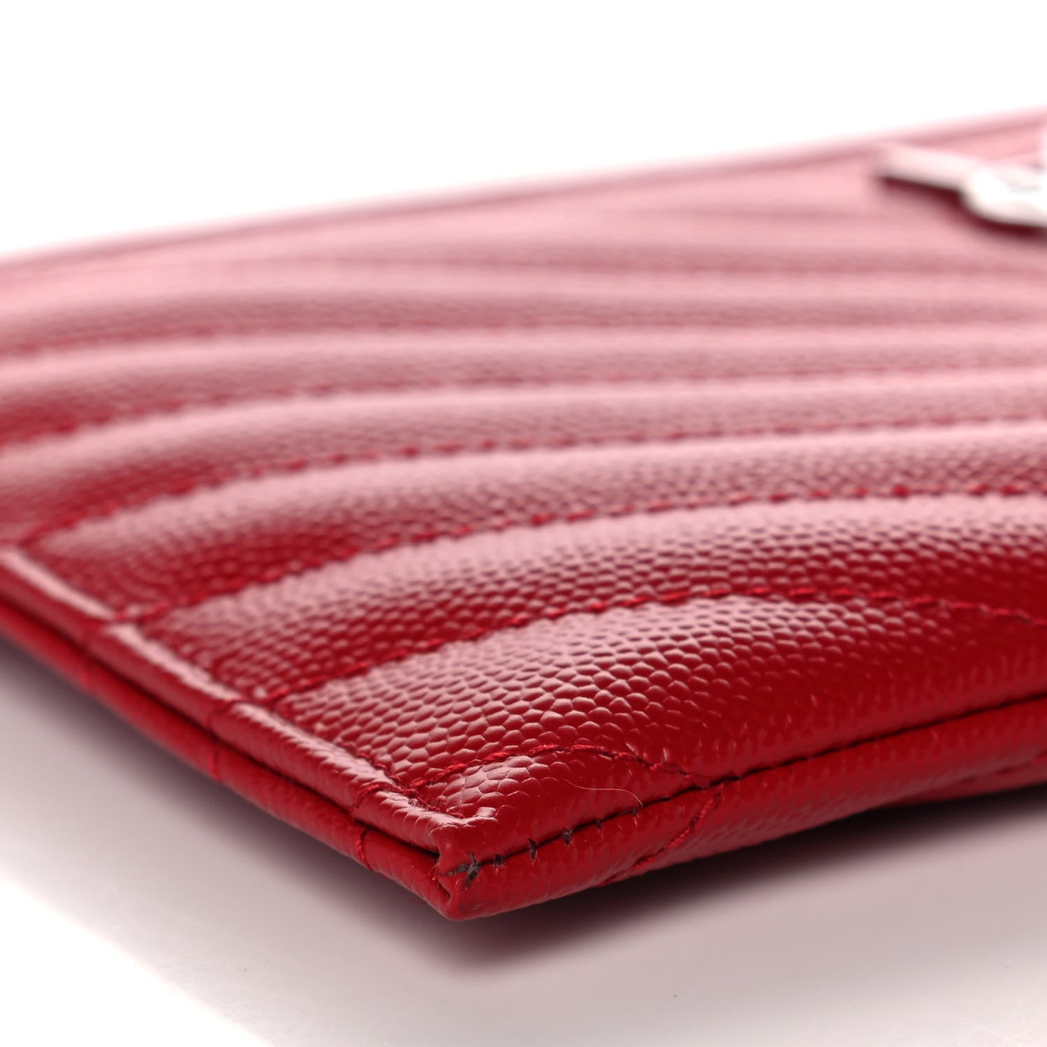Saint Laurent Grain De Poudre Chevron Monogram Bill Pouch Rouge Eros 9 of 11