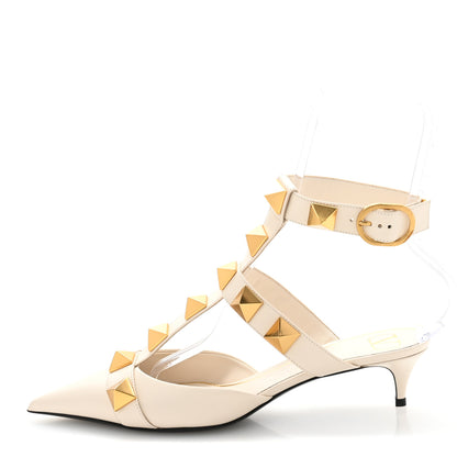 Valentino Garavani Calfskin Roman Stud Ankle Strap 40mm Pumps 40 White 1 of 9