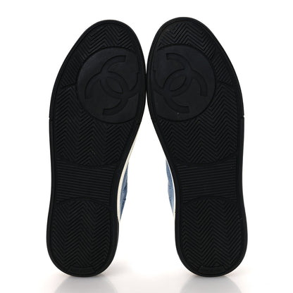 Chanel Suede Calfskin Womens CC Sneakers 40 Blue 7 of 10