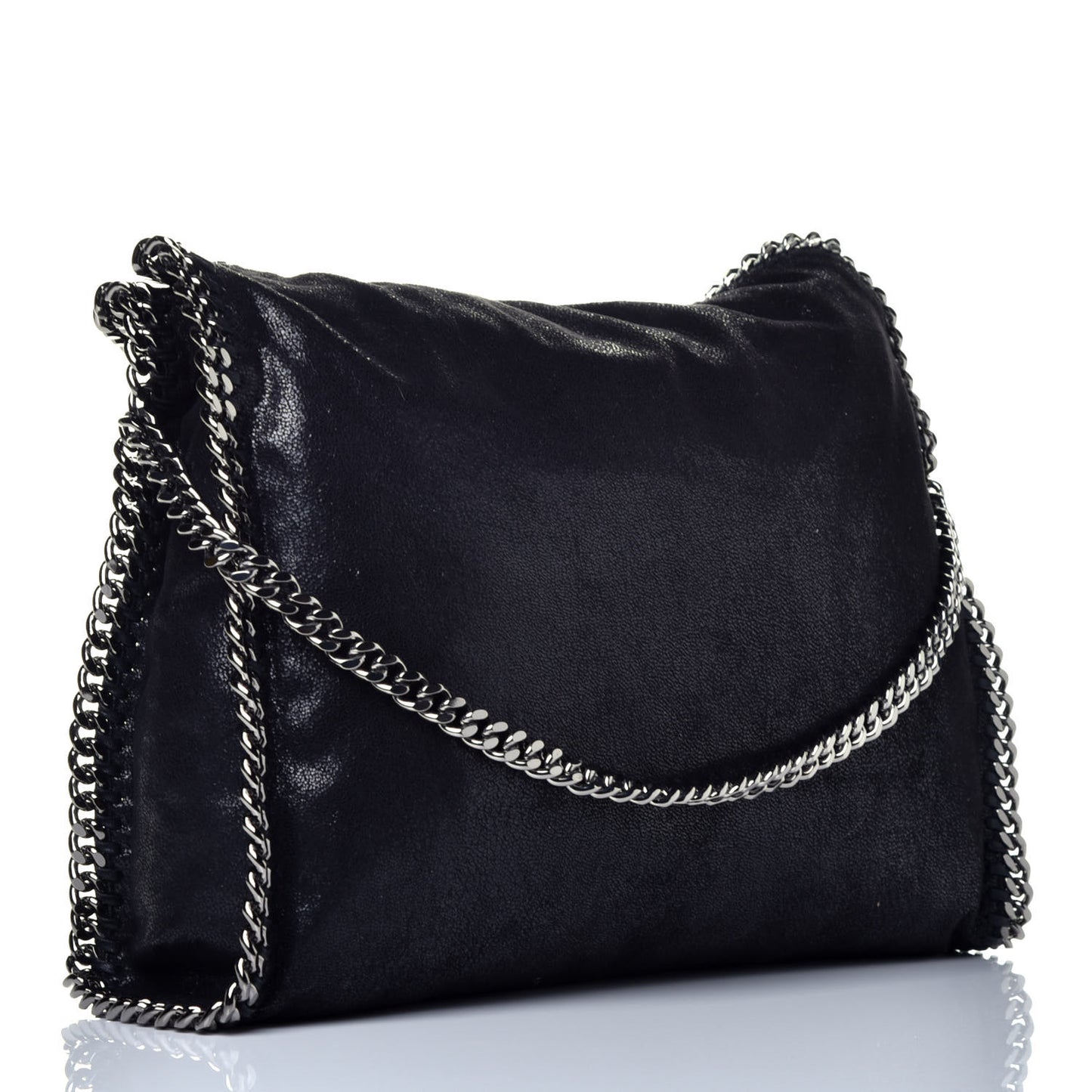 Shaggy Deer Small Falabella Fold Over Tote Black