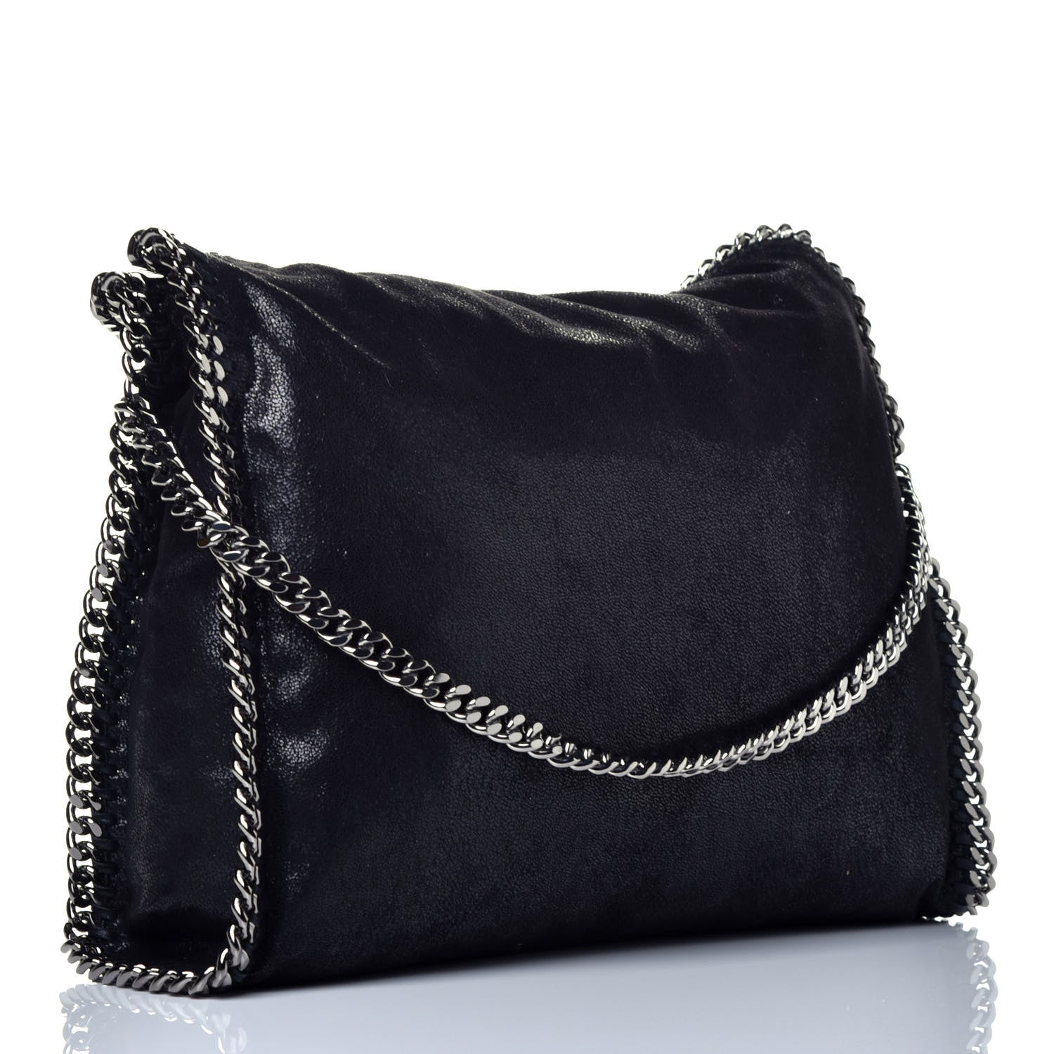 Stella McCartney Shaggy Deer Small Falabella Fold Over Tote Black 3 of 9
