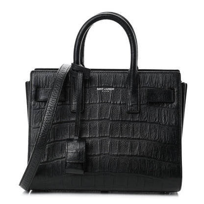 Saint Laurent Calfskin Crocodile Embossed Nano Sac De Jour Black 1 of 5