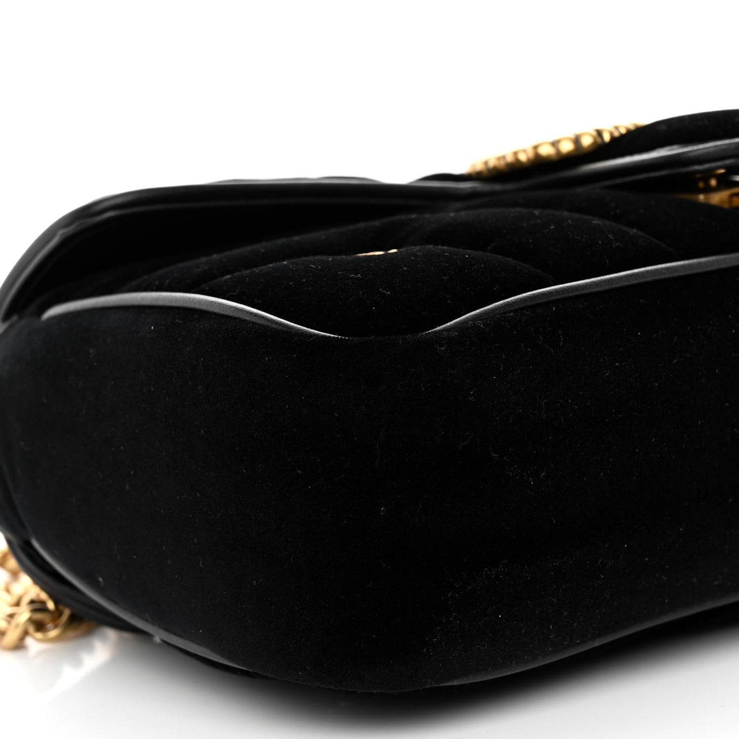 Velvet Matelasse Double G Studs Small Torchon GG Marmont Shoulder Bag Black