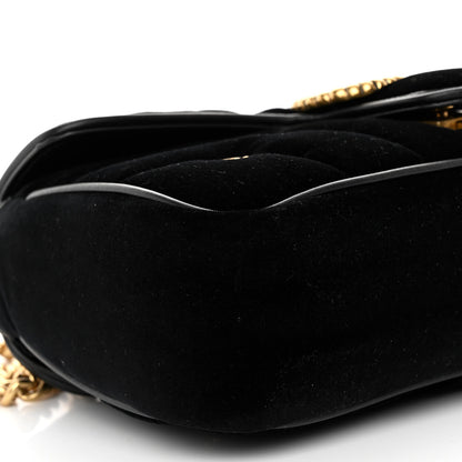 Gucci Velvet Matelasse Double G Studs Small Torchon GG Marmont Shoulder Bag Black 8 of 9