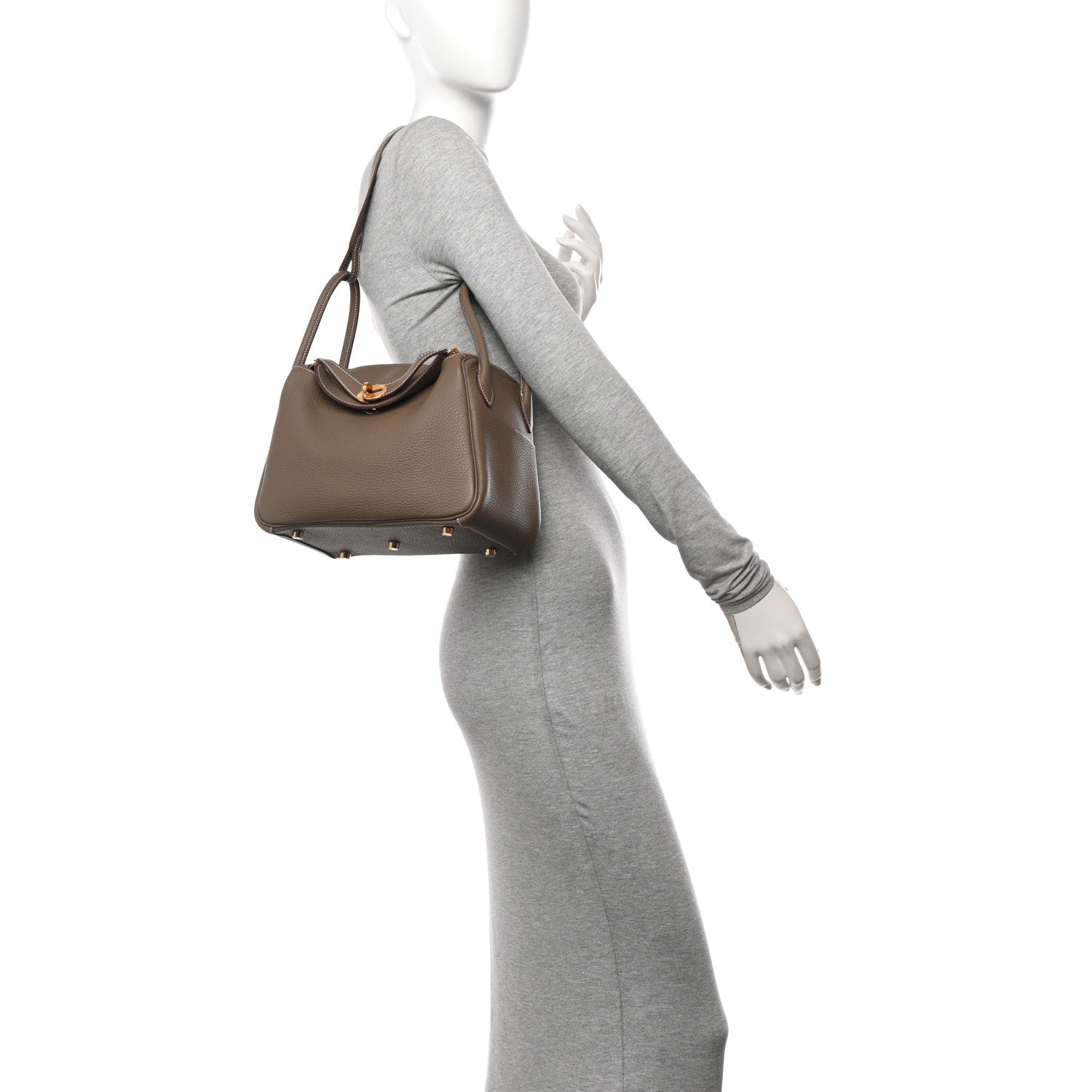 Hermes Taurillon Clemence Lindy 26 Etoupe 2 of 10
