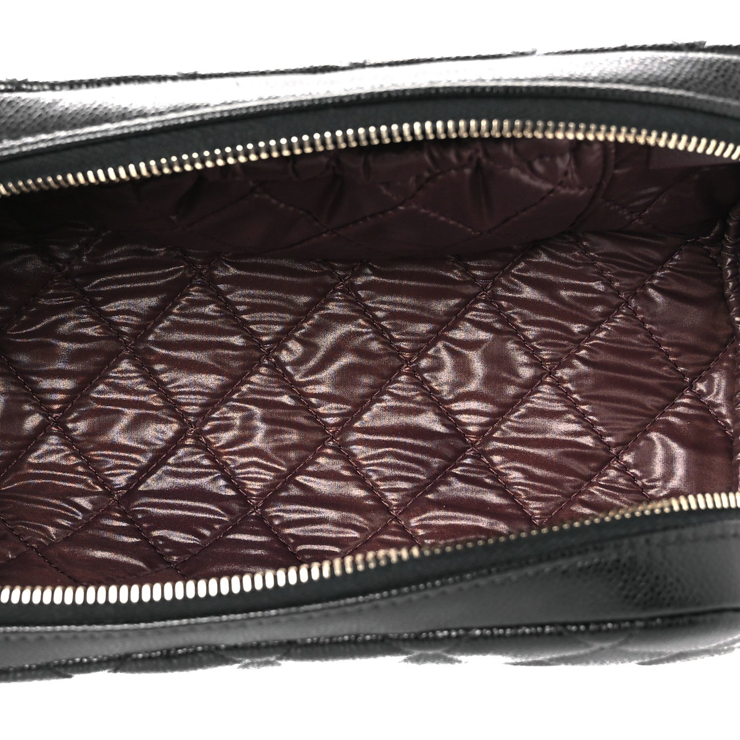 Caviar Quilted Double Zip Pouch Cosmetic Case Black Black