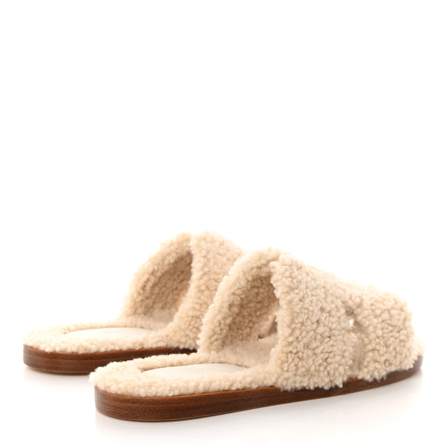 Hermes Shearling Mens Izmir Sandals 41 Ecru 4 of 8