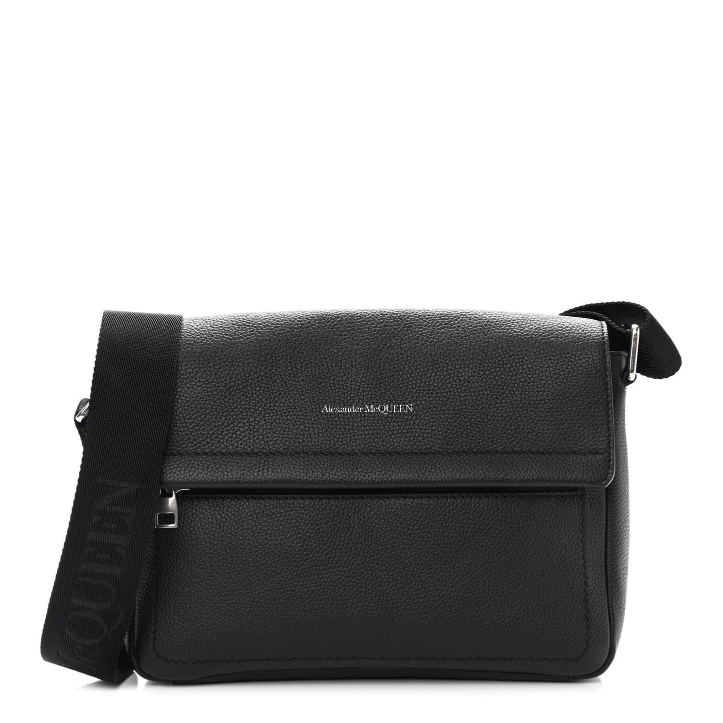 Grained Calfskin Crossbody Messenger Black