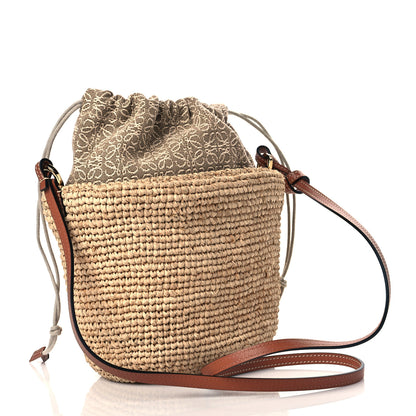 Loewe Calfskin Raffia Bucket Bag Natural Tan 3 of 10