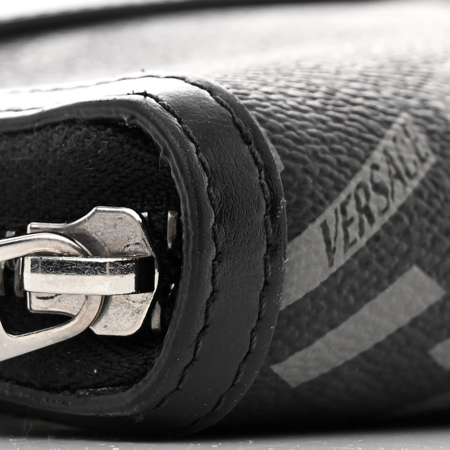 Versace Coated Canvas La Greca Signature  Black Gray 8 of 11