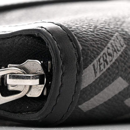 Versace Coated Canvas La Greca Signature  Black Gray 8 of 11