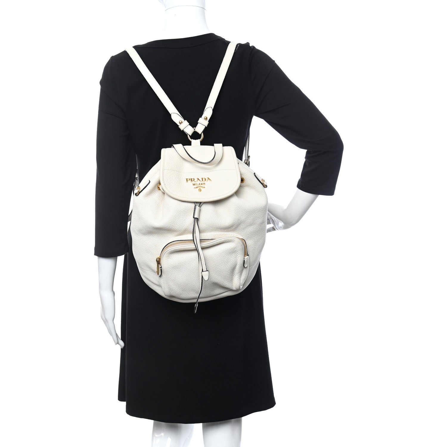 Prada Vitello Daino Cinch Backpack Talco 2 of 10