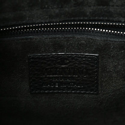 Valentino Garavani Grained Calfskin Rockstud Top Handle Flap Shoulder Bag Black 6 of 8