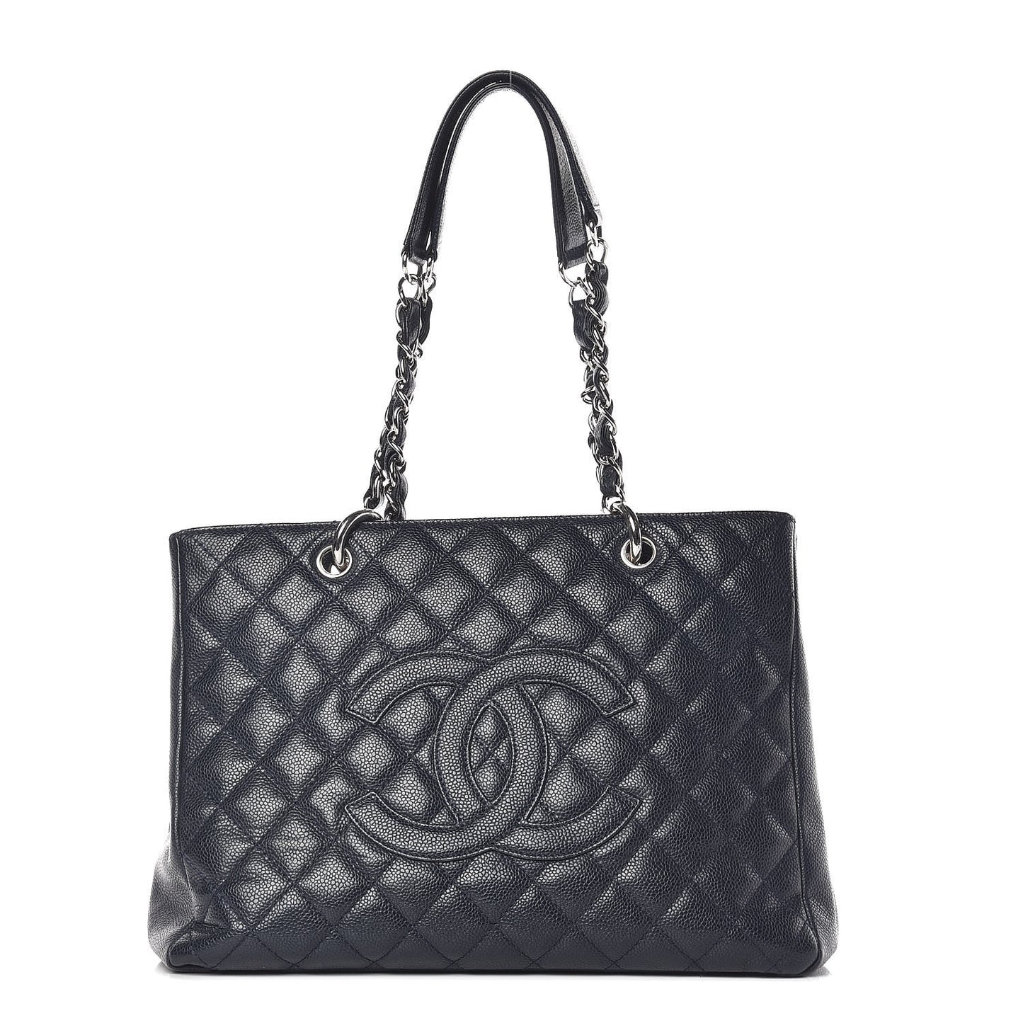 Caviar Quilted Grand Shopping Tote GST Navy Blue