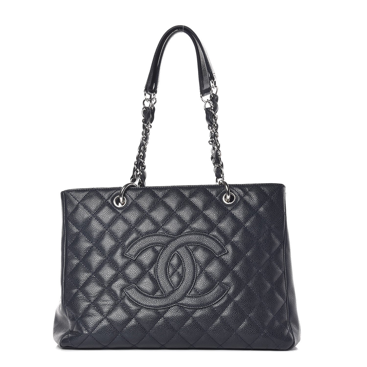 Chanel Caviar Quilted Grand Shopping Tote GST Navy Blue 1 of 18
