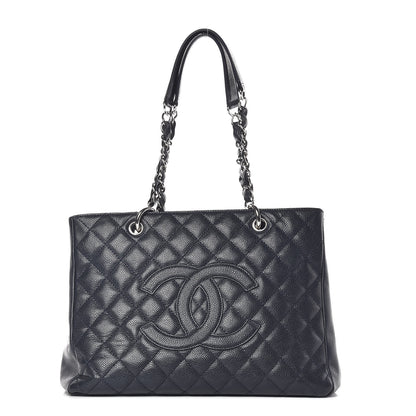Chanel Caviar Quilted Grand Shopping Tote GST Navy Blue 1 of 18