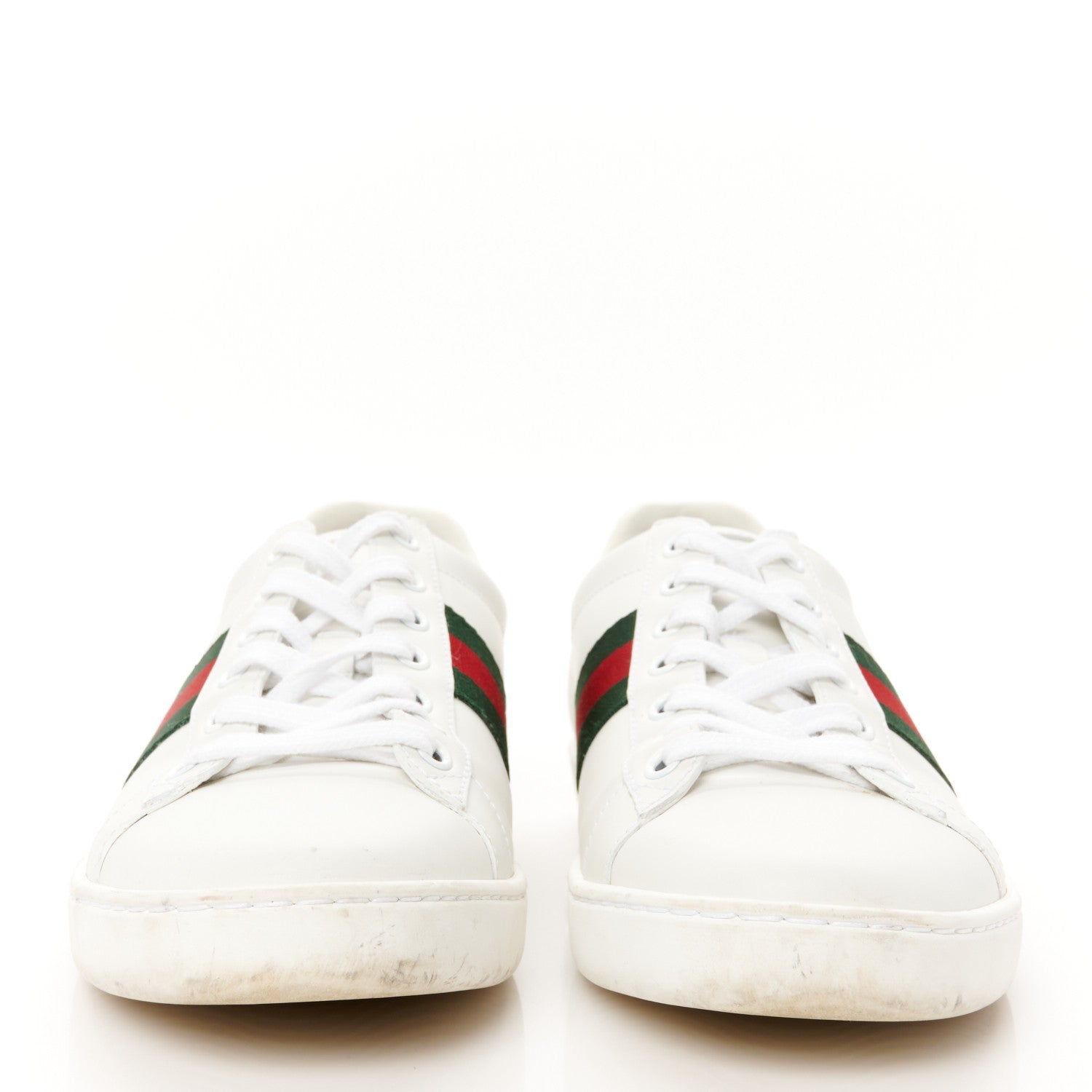 Gucci Calfskin Crocodile Web Womens Ace Sneakers 39 White Green 3 of 11