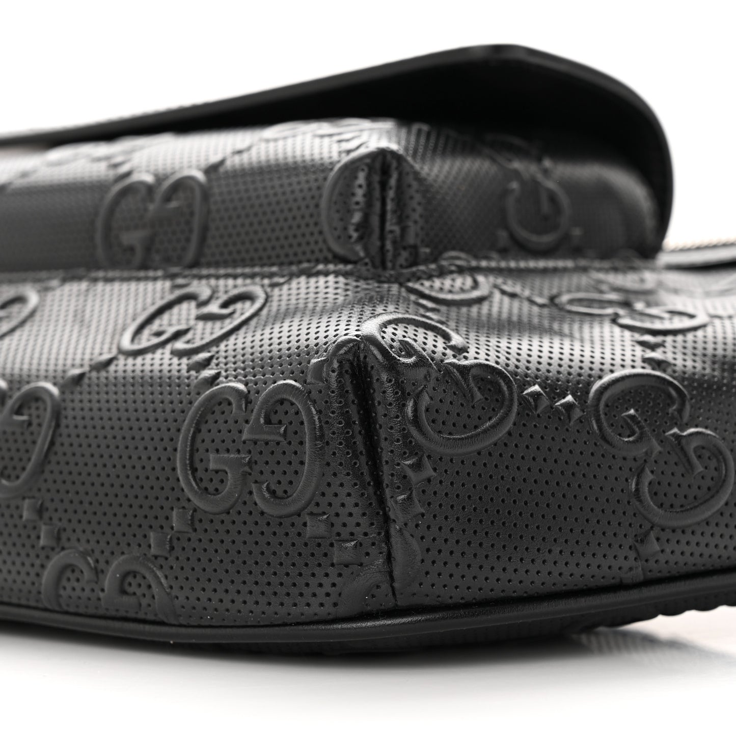 Calfskin GG Tennis Embossed Pocket Belt Bag Black