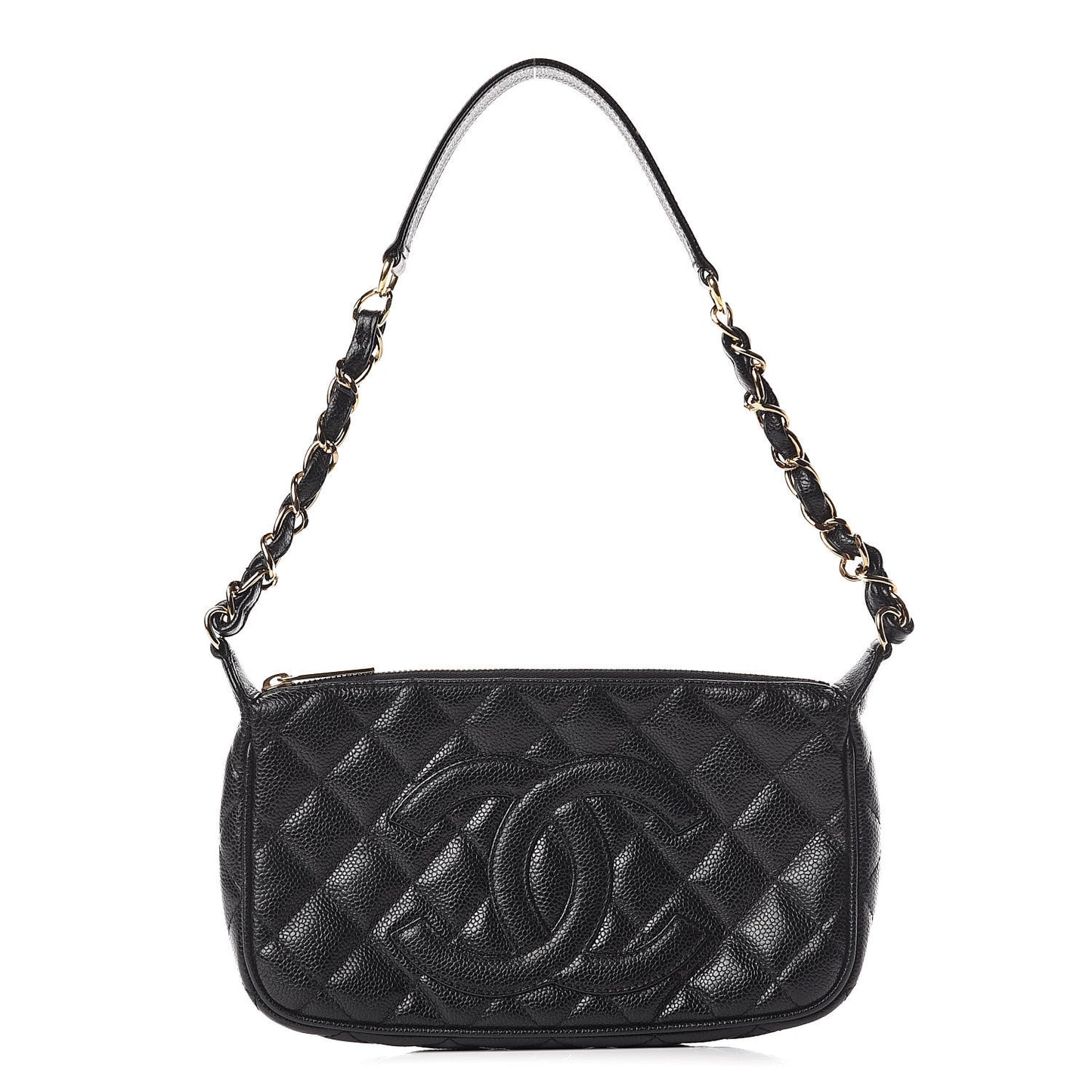 Caviar Quilted CC Shoulder Bag Black