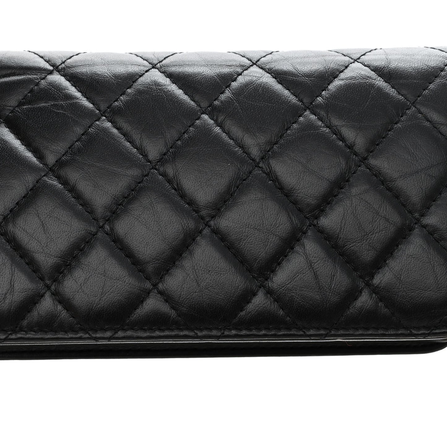Aged Calfskin Quilted Reissue Flap Phone Holder With Chain Black