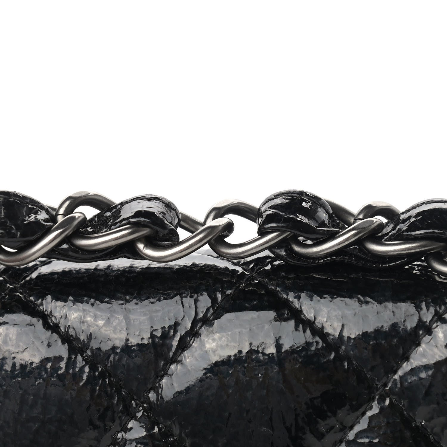 Chanel Crinkled Patent Quilted Jumbo Single Flap Black 11 of 15