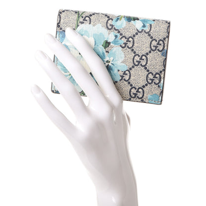 Gucci GG Supreme Monogram Blooms Card Case Beige Blue Navy Hibiscus Red 2 of 9