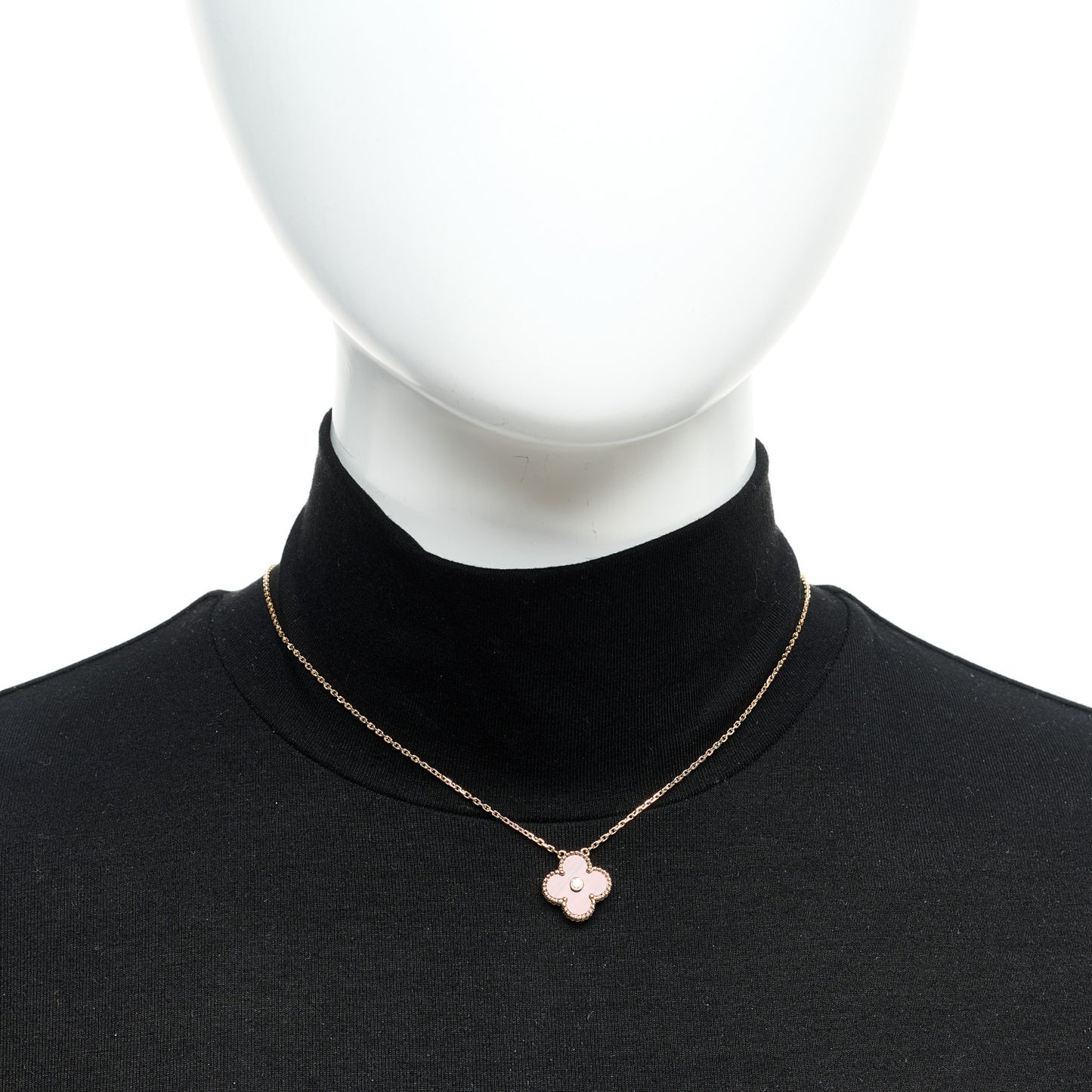 18K Rose Gold Diamond Bulls Eye Vintage Alhambra Pendant Necklace