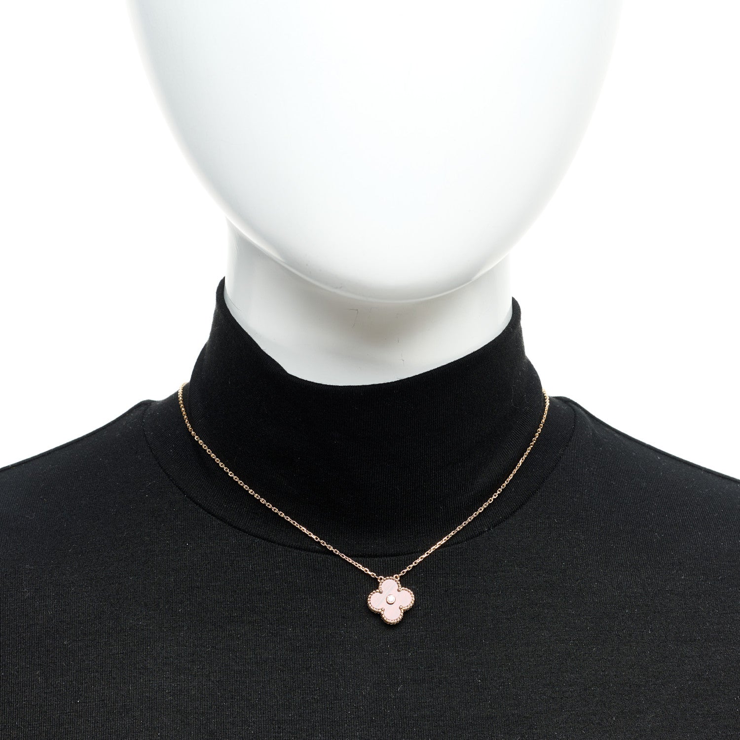 Van Cleef & Arpels 18K Rose Gold Diamond Bulls Eye Vintage Alhambra Pendant Necklace 5 of 5