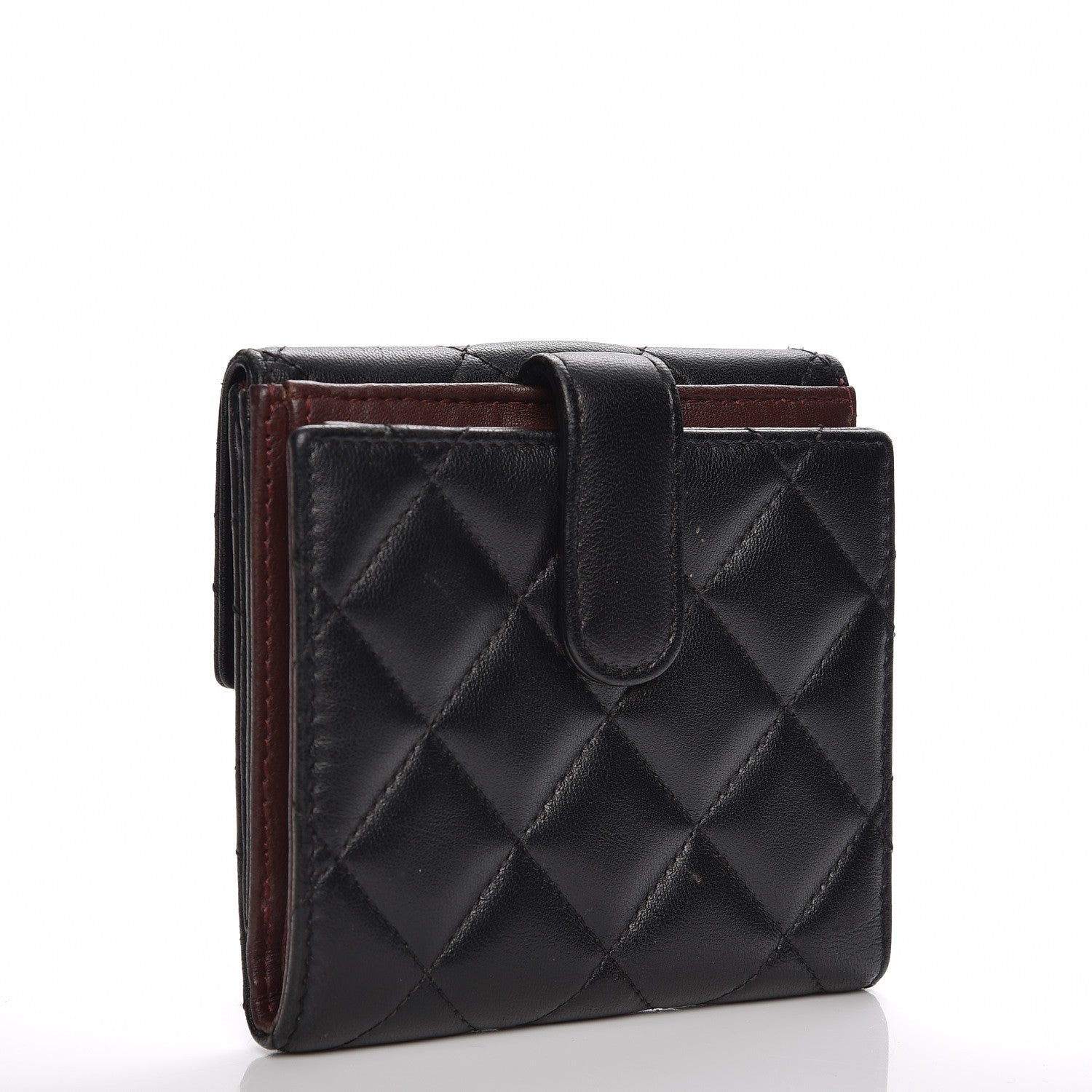 Chanel Lambskin Quilted Compact French Flap Wallet Black 3 of 7