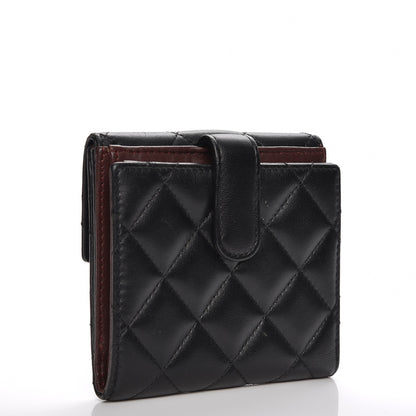 Chanel Lambskin Quilted Compact French Flap Wallet Black 3 of 7